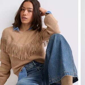 Loft Tan Fringe Sweater
